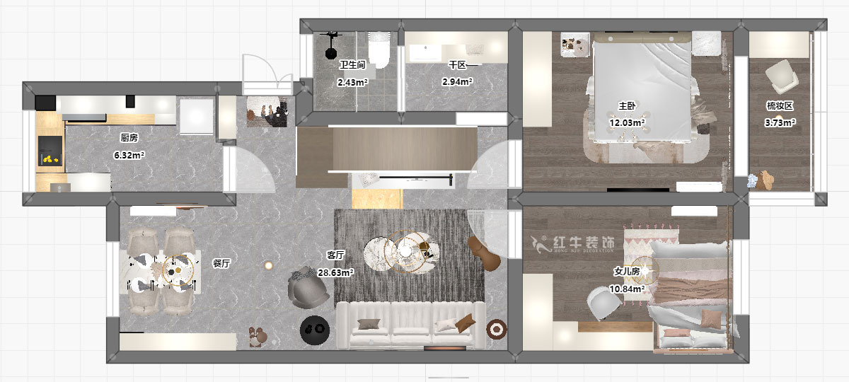 贾庭｜都市山庄5-702-122㎡-现代风格｜3室2厅1厨1卫｜老房装修｜定制家｜全包11